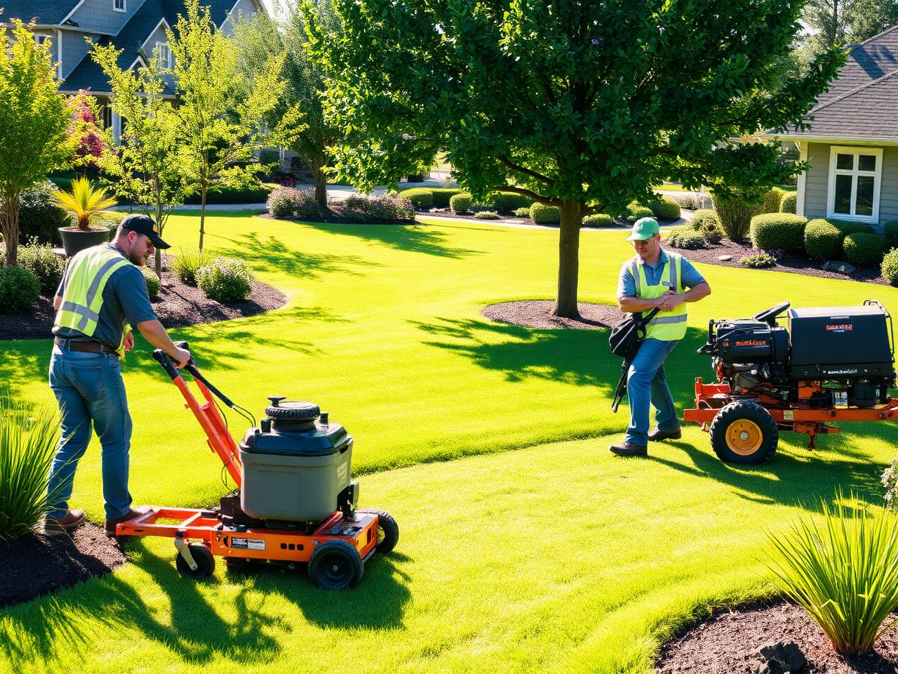 UribeScape crew working on a residential lawn